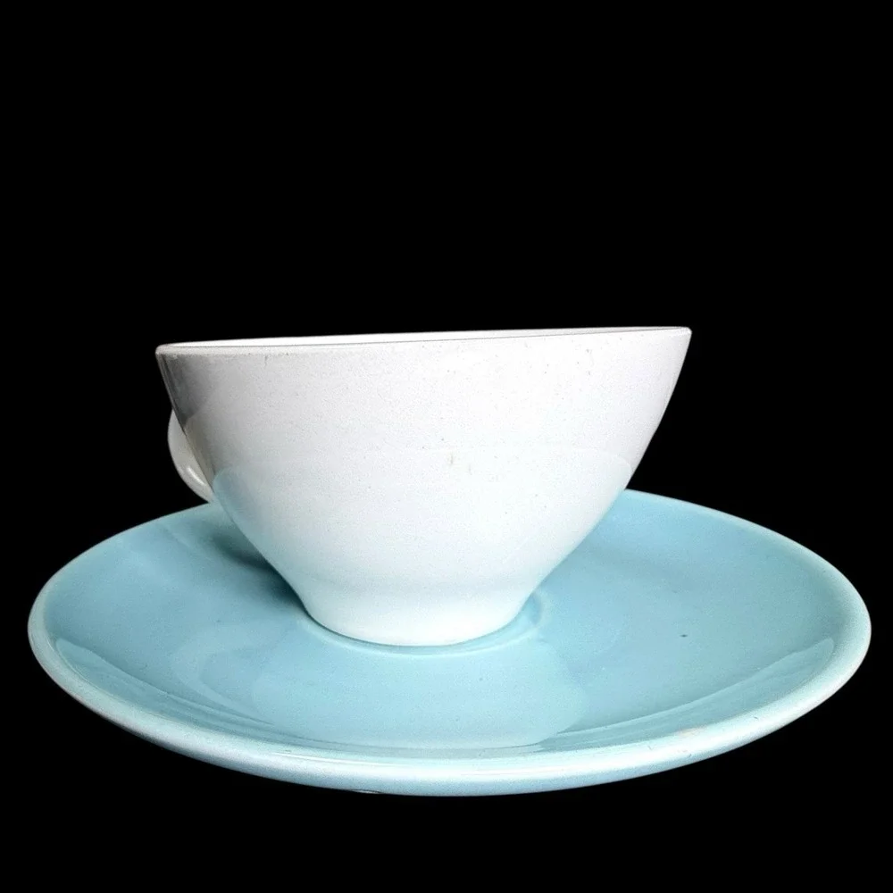 Steubenville Pottery Fairlane Cup & Saucer Coffee Cup‎ Teacup Pink Blue Floral